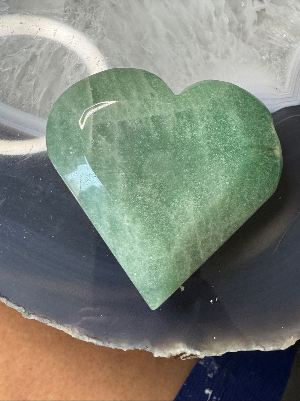 Green Aventurine Heart Decorative Stone 3.25” wide and 3” tall